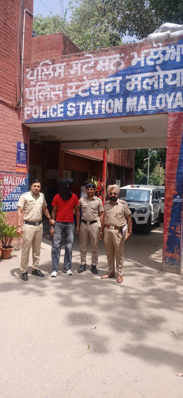 मलोया पुलिस ने आरोपी को देसी कट्टा और जिंदा कारतूस के साथ दबोचा