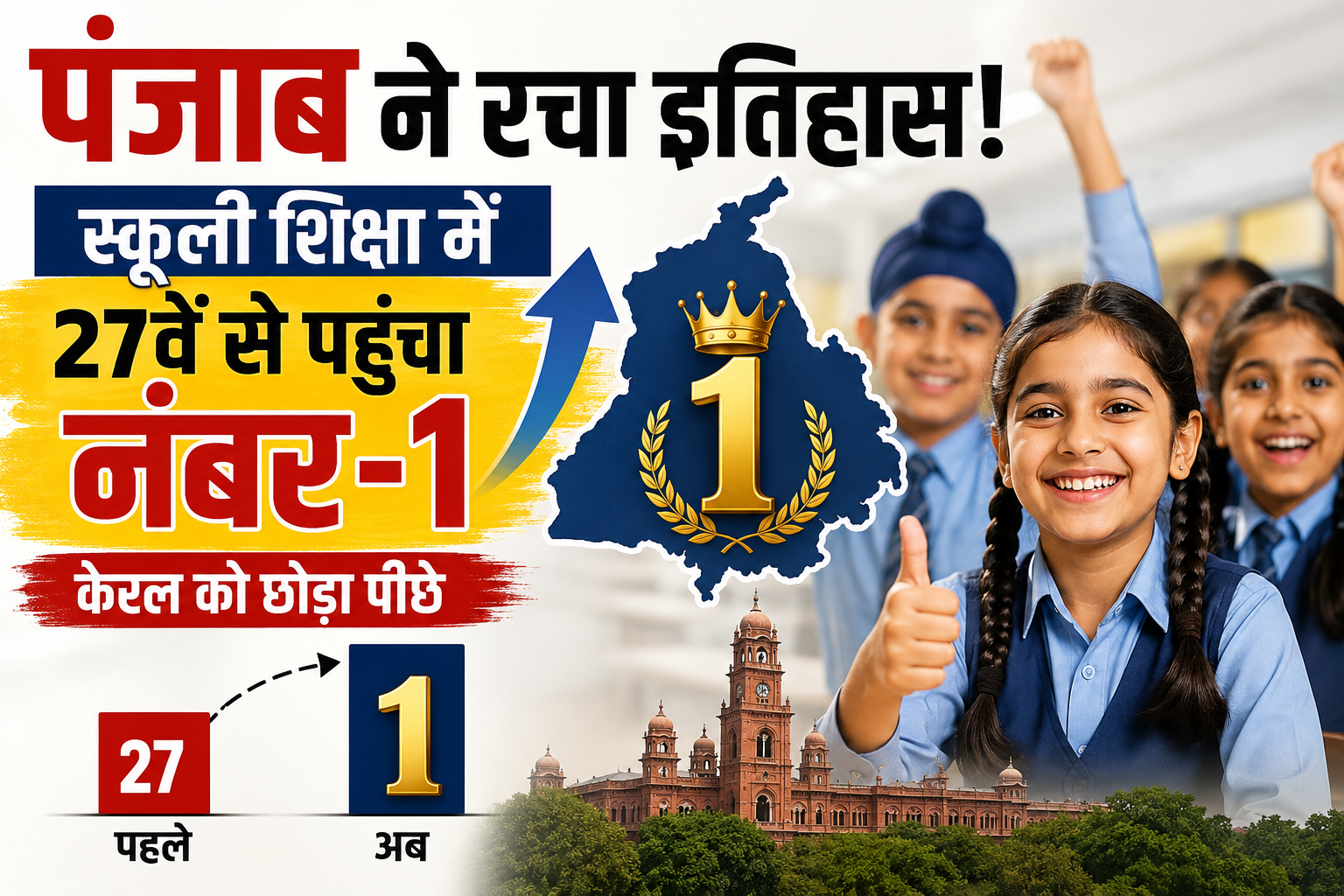 Chandigarh: स्कूली शिक्षा रैंकिंग में चौंकाने वाला बदलाव, Punjab टॉप पर, Kerala दूसरे स्थान पर