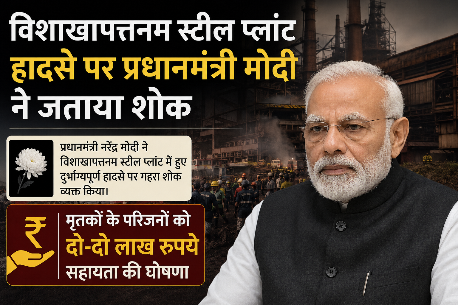 New Delhi: विशाखापत्तनम स्टील प्लांट हादसे पर पीएम मोदी ने जताया दुख, मृतकों के परिजनों को आर्थिक मदद