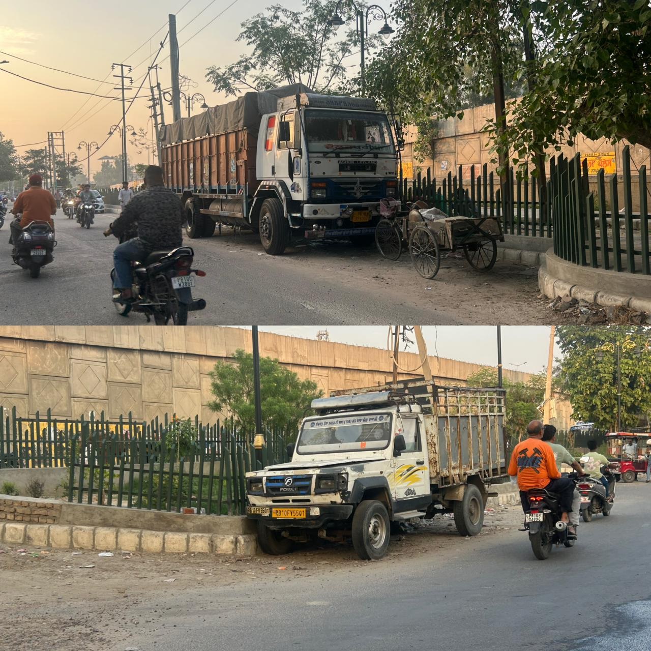 सर्विस लेन बनी भारी वाहनों की पार्किंग, हादसों का खतरा बढ़ा, लोगों ने चालान और टोइंग कार्रवाई की उठाई मांग